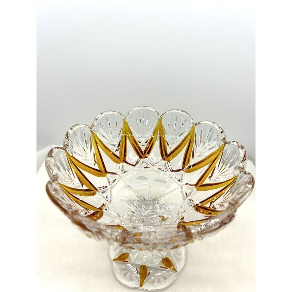Vintage Heavy Brown Accents Glass Candy Dish Nut Bowl SKU449 - Picture 3 of 6